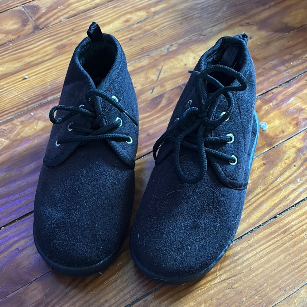 Black Suede Lace-Up Ankle Boots